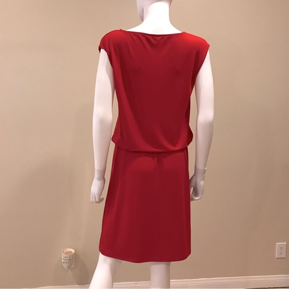 Talbots Petites Red Pullover Dress Size Small Cap Sleeve Elastic Waist Easy Care - Picture 2 of 8